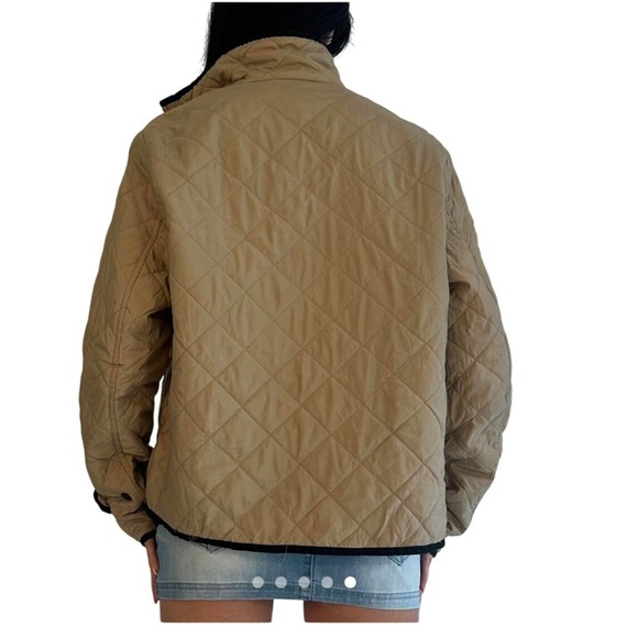 Ralph Lauren sport SZSM Quilted Barn Jacket Tan Polo Player Logo Full Zip Collar - Picture 4 of 16